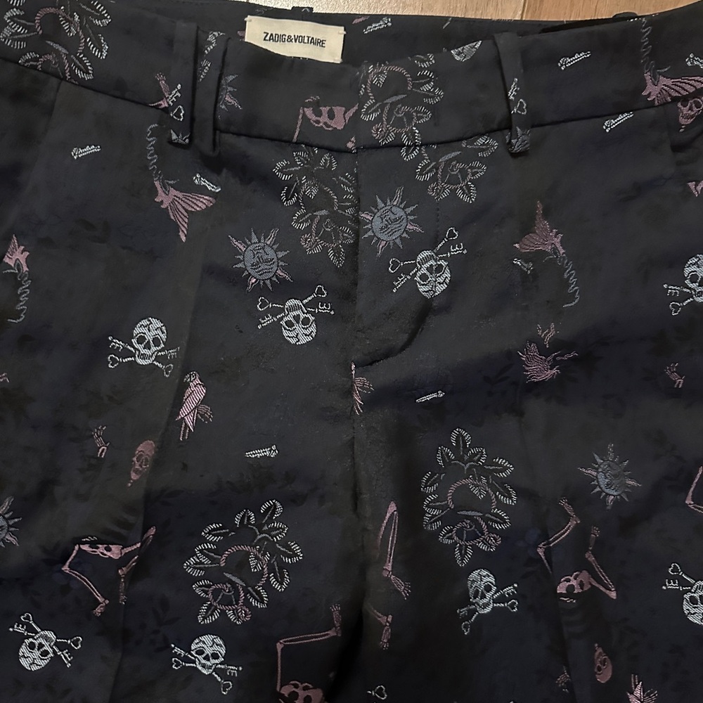 Navy Patterned Pants - Picture 6 of 8